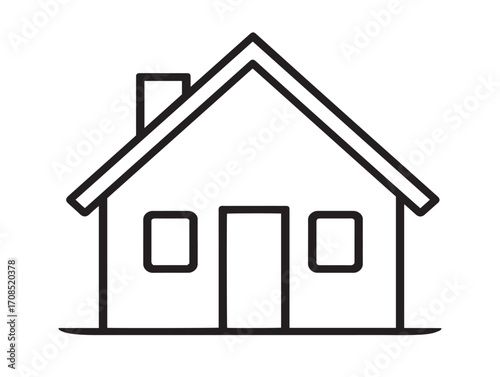 Classic modern house architecture icon in elegant clean line style