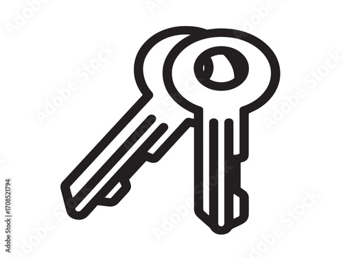 Decorative minimalist house keys icon in clean vector drawing