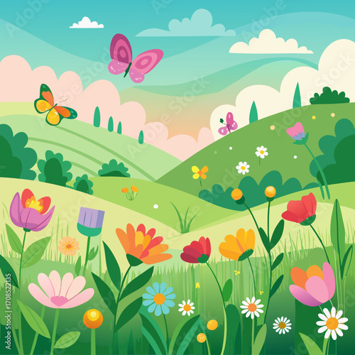 spring landscape with flowers
