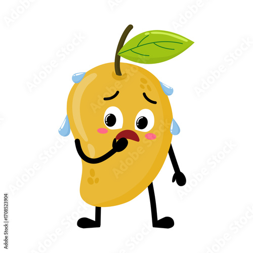 Cute Hand Drawn Nervous Mango Expression