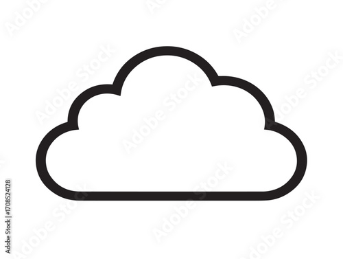 Minimalist outlined hybrid cloud computing icon in creative line drawing