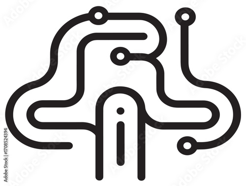 Elegant map journey concept designed in outlined artistic line drawing