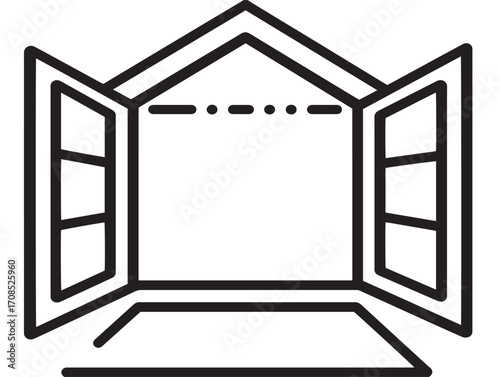 Open house illustration in stylish modern clean line vector artwork