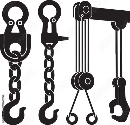 Black industrial lifting equipment hook chain