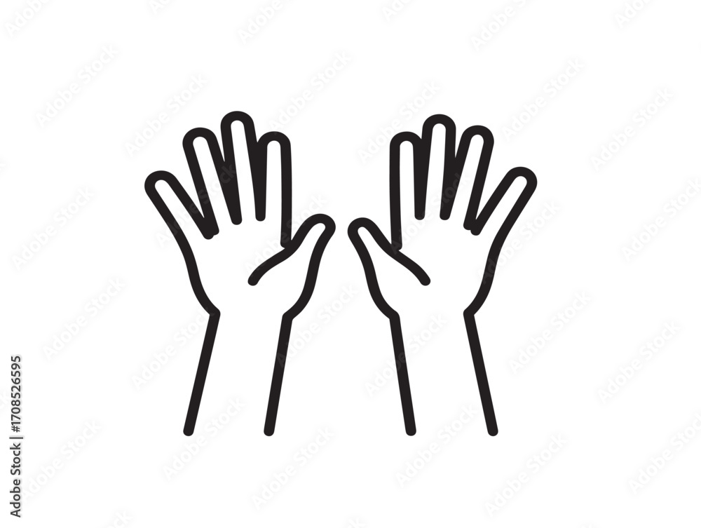 Fototapeta premium Raised hands vector stock illustration in minimal style