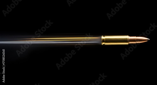 Bullet in motion against dark background