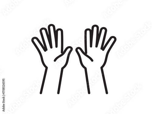 Raised hands vector stock illustration in minimal style