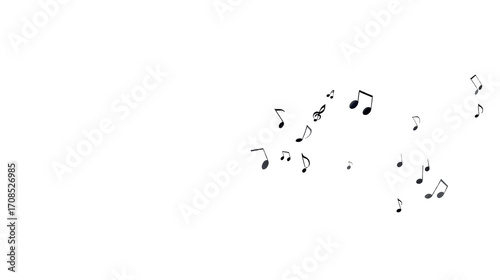Musical notes floating on a transparent background