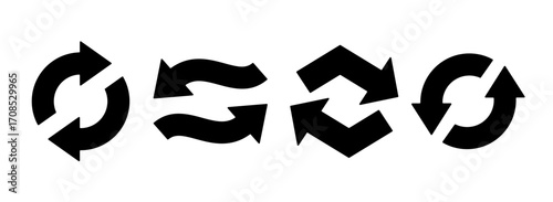 Transfer Arrows Switch Icons Set. Spin Reverse Exchange Arrow Spin Shapes. Recycle Transfer Flip Concept. Refresh and Restart Swap Cycle Symbols Collection. Rotation Illustrations. Isolated