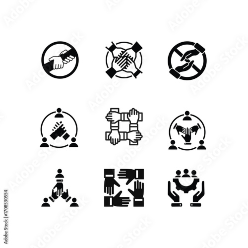 Tolerance and Unity Icons Set – Collaboration, Ethics, and Social Responsibility Symbols