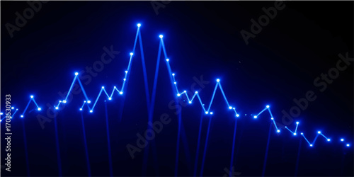 Night sky lightning pulses like an abstract medical cardiogram on a technology monitor