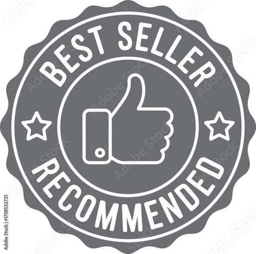Best seller recommended badge with thumbs up icon