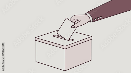 person casting ballot into voting box democratic election illustration design.