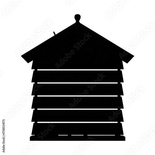 Rooftop Beehive with Solar Panel silhouette.