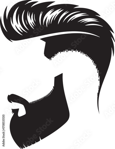 Vintage Beard and Pompadour Hairstyle for Barbershop and Men's Fashion

