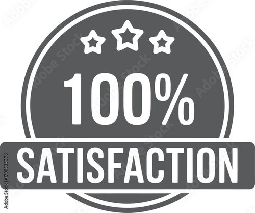 100 percent satisfaction guarantee badge with stars
