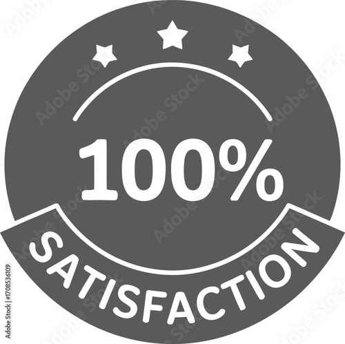 100 percent satisfaction guarantee badge emblem with stars