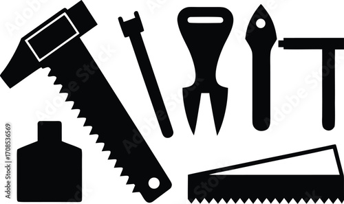 Set of carpenter tools icons vector scalable eps for woodworking and construction projects