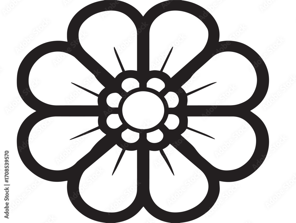 Obraz premium White Flower Icon with Graceful Minimalist Line Drawing Aesthetic