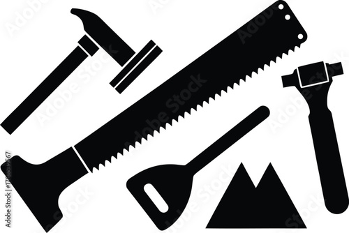 Carpenter tools set vector illustration scalable eps icons for woodworking and crafting projects