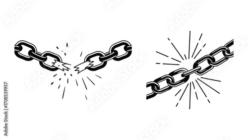 Print Freedom Concept Silhouette with Broken Chains