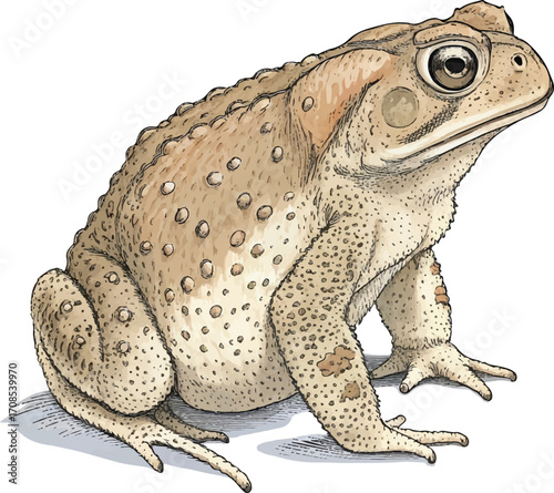 Detailed Cartoon Illustration of a Brown Toad