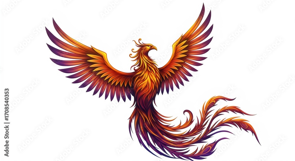 Obraz premium Chinese Phoenix Illustration for Fantasy and Mythology Themes