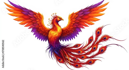 Chinese Phoenix Symbol of Rebirth and Immortality Isolated Art