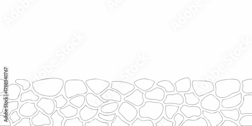 Simple outline of irregularly shaped stones forming a textured border against a white background