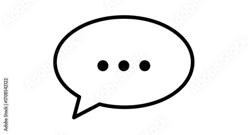 Simple linear speech bubble with three dots for communication and messaging
