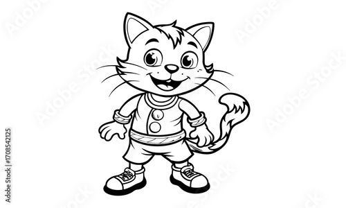 Shadow Cat, kids line art doodle pattern design t shirt silhouette and vector, intricate line art design, relaxing printable, high-quality illustration for stress relief, art therapy activity.