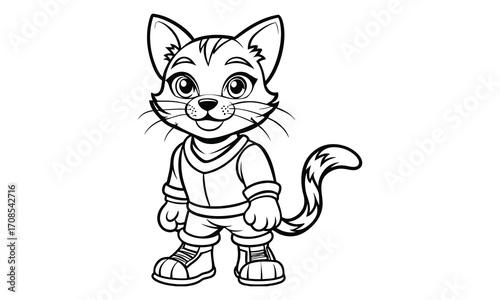 Shadow Cat, kids line art doodle pattern design t shirt silhouette and vector, intricate line art design, relaxing printable, high-quality illustration for stress relief, art therapy activity.
