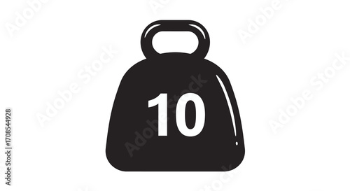 Bold silhouette black weight icon with number 10 in minimalist style