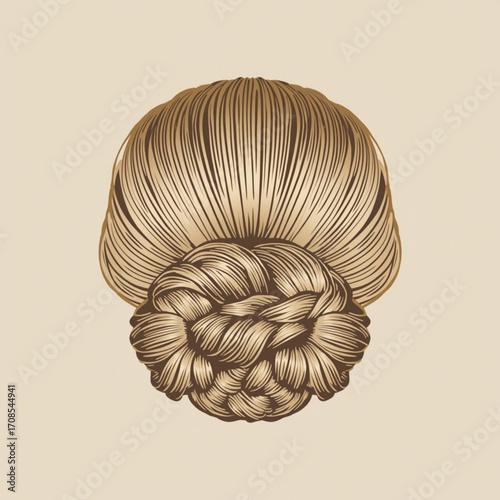 Stylized Illustration of a Braided Bun Hairstyle chignon