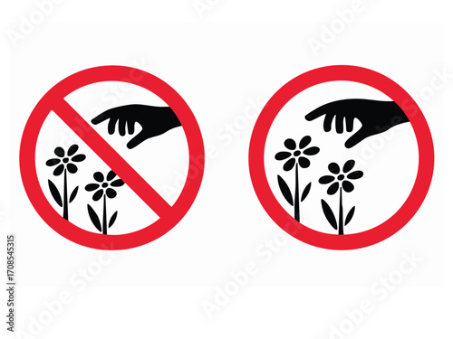 sign of plucking flowers allowed & sign of plucking flowers not allowed