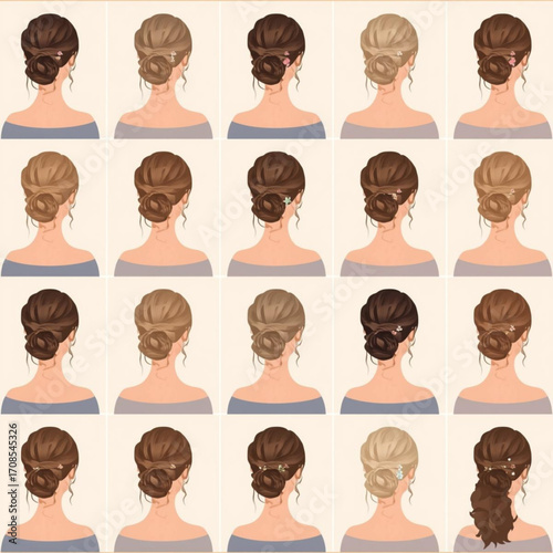 Collection Of Women's Hair Updos With Floral Details