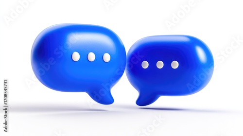 3D Blue Chat Bubbles with Message Dots