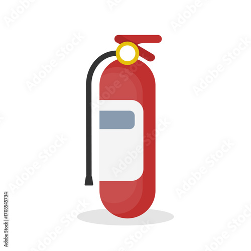 Red fire extinguisher for safety and protection, an isolated vector illustration on a white background