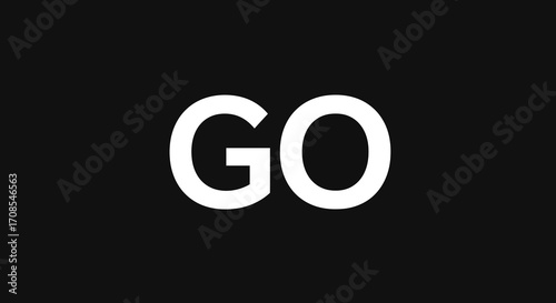 Bold minimalist typography "go" on black background for dynamic design