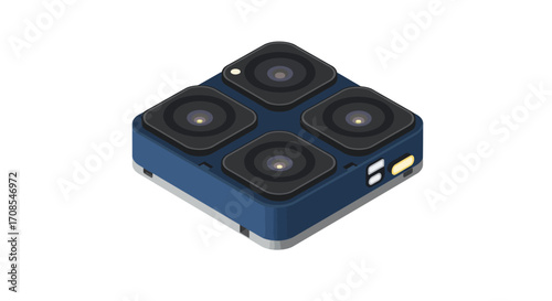 Isometric design of quad lens smartphone camera module