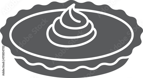 Simple stylized icon of a pie with whipped cream swirl