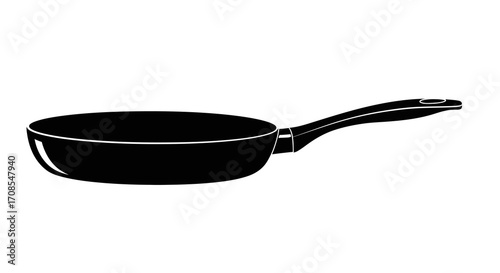 Minimalist black and white frying pan silhouette for kitchen designs