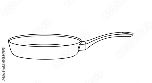Minimalist outline of a frying pan with handle