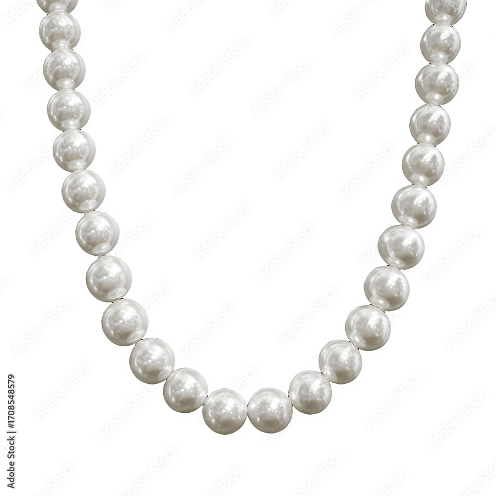 Fototapeta premium Elegant pearl necklace isolated on transparent background