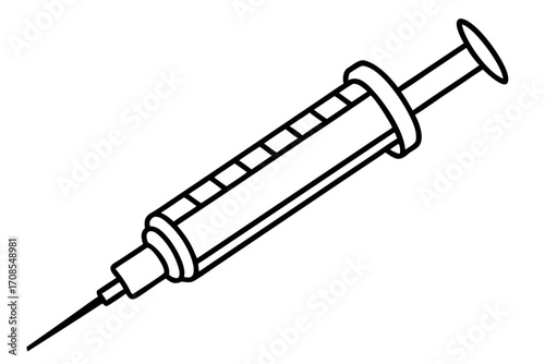Syringe injection icon,syringe with needle, medical syringe outline