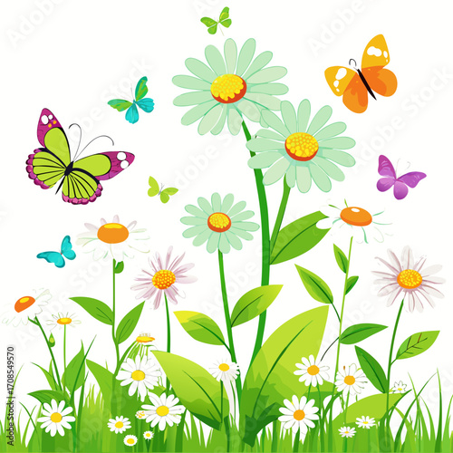 flowers and butterflies