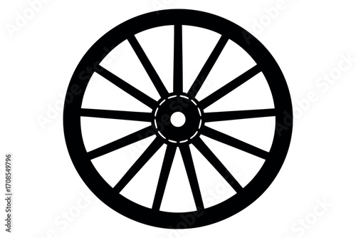 Wagon wheel silhouette vector, Wagon wheel icon