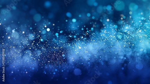 Abstract Glowing Blue Particles with Bokeh Effect
