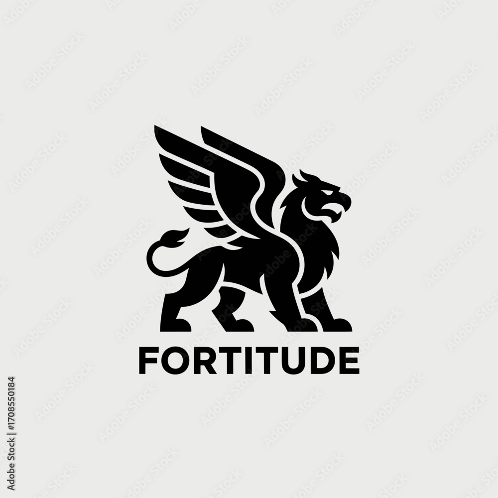 Obraz premium Griffin Mythical Creature Silhouette Vector Illustration