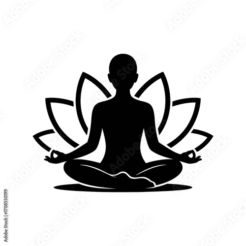 Yoga Meditation Lotus Pose Silhouette Vector